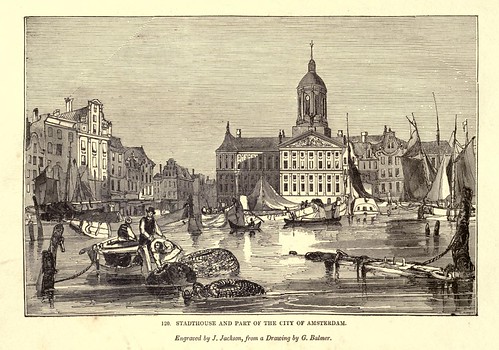 012-Stadhouse y parte de la ciudad de Amsterdam-One hundred and fifty wood cuts, selected from the Penny magazine 1835