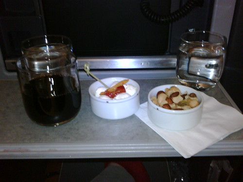 business class on american airlines ORD to CDG - nuts & cheese for starters