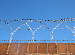 So there I was, happily taking some pix of some razor wire...