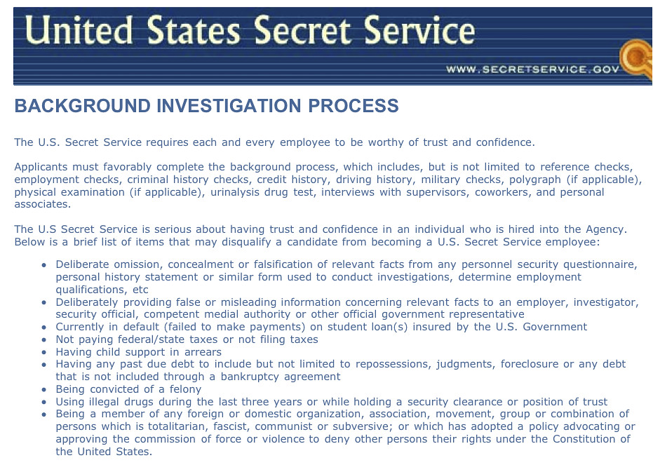 United States Secret Service: Background Investigation Process 20-32