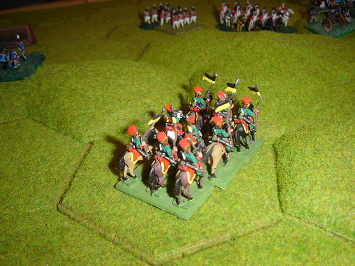 French hussars successful charge against blown English heavy dragoons