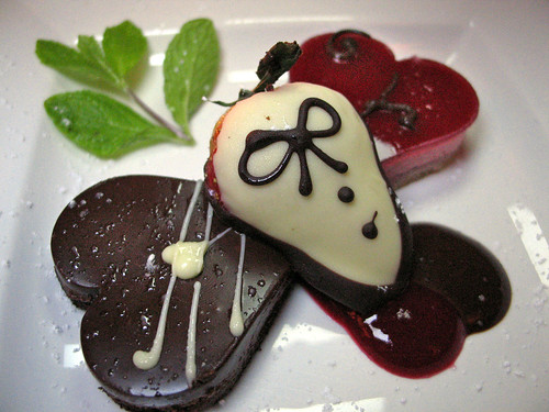 Chocolate and Strawberry Hearts with Dual Sauces