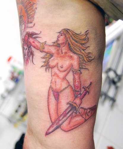 Warrior Woman Tattoo at Foot
