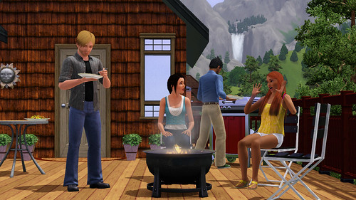 game Sims 3 bbq fire