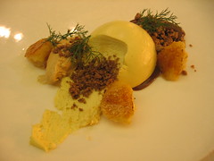 banana cremeux with rum and molasses ice cream