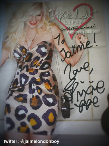 An autograph from Pixie Lott when I met her!