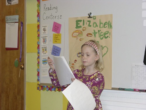 Elizabeth makes her first 2nd grade presentation