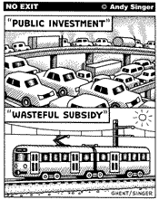 Andy SInger No Exit comic, public investment vs. wasteful subsidy