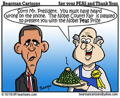 10 9 09 Bearman Cartoon Obama Nobel Peace Prize