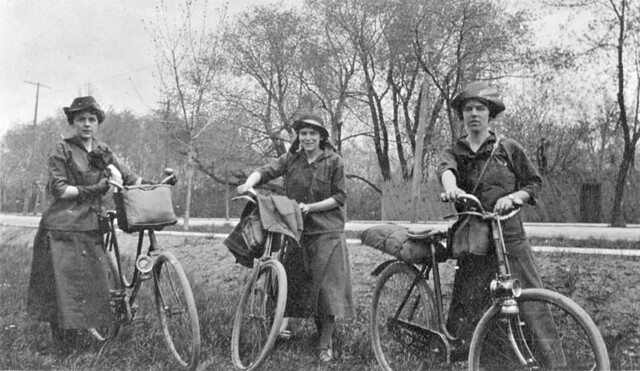 The Coles sisters on a bicycle trip from Montreal to Ottawa, QC-ON, 1916 1916, 20th century