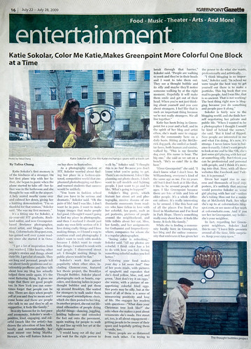 Color me Katie story in the Greenpoint Gazette