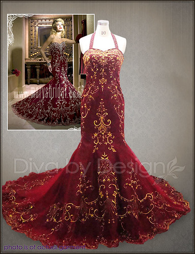 antique wedding dresses ivory gold bridal gowns red dress gown MB080051 by 