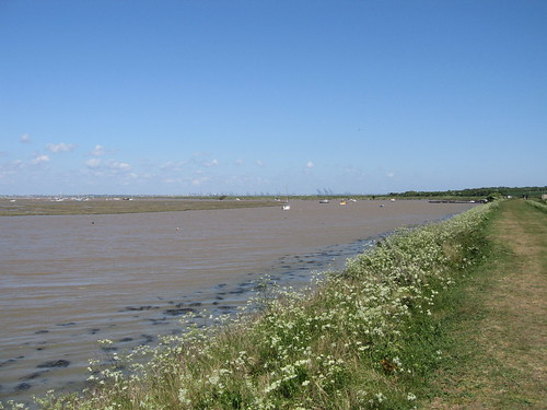 The backwaters at high tide, from the dyke around Naze Marine Holiday Park