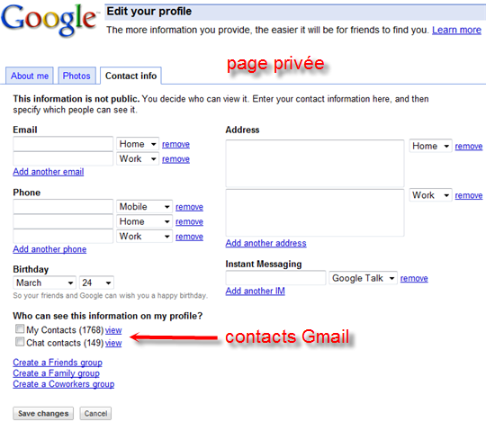 google profil contact