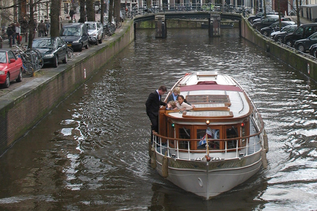 Boat in Amsterdam canal