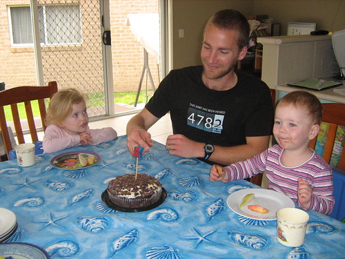 Moo, Cade & Tally having birthday cake