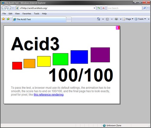 IE7 + Google Chrome Frame (Acid3)