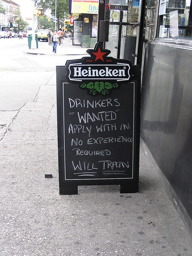 Drinkers wanted, Brooklyn