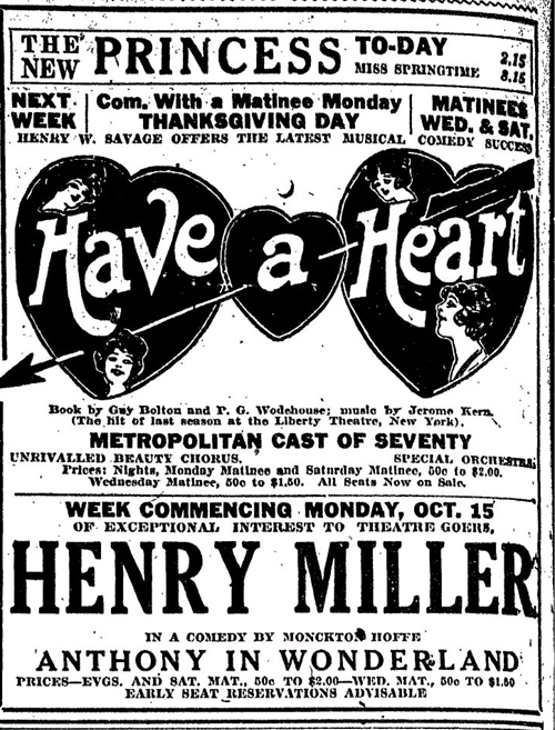 Vintage Ad #797: Have a Heart at the Princess Theatre