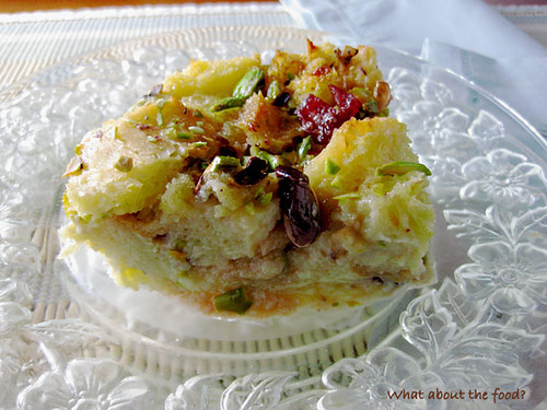 Pistachio Cranberry Bread Pudding