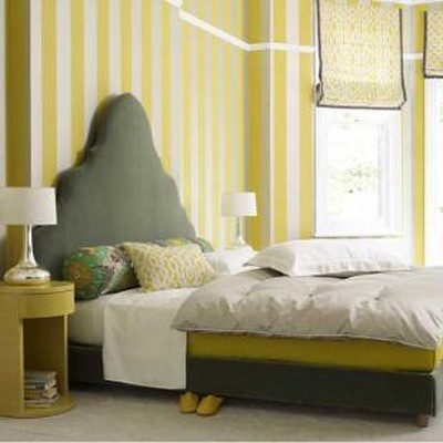 the estate of things chooses yellow and grey bedroom