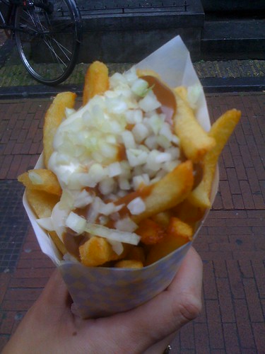 Dutch fries with "war" sauce in Amsterdam