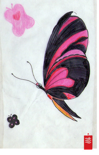 Black and pink butterfly tattoo flash 