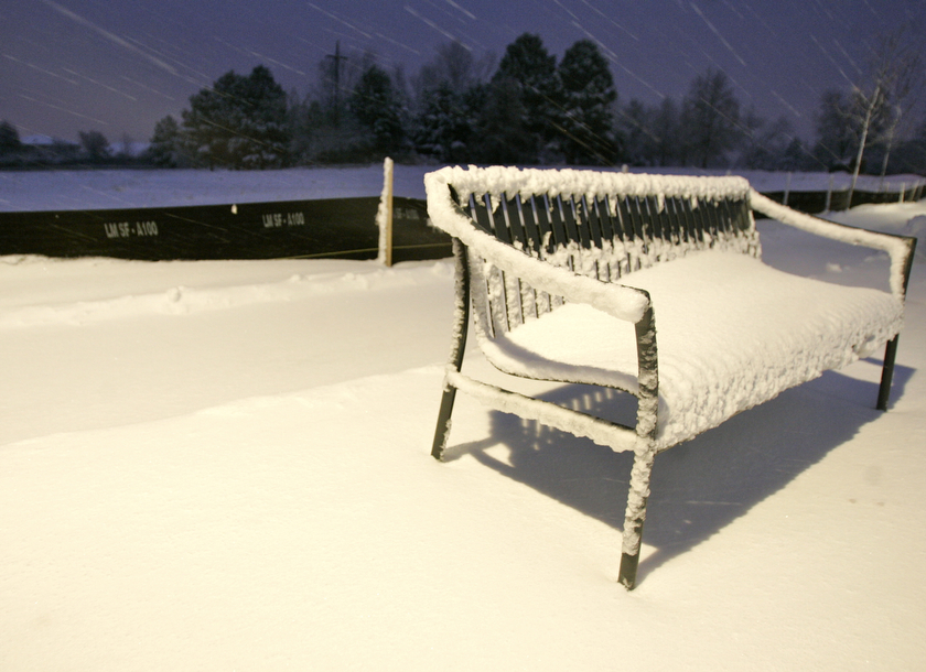 Snow on bench