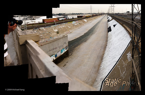 L.A. River. Mosaic of 41 images.  © 2009 Michael Kang