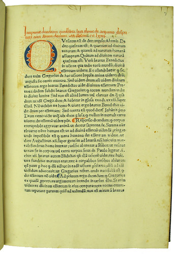 Rubric and decorated initial in Thomas Aquinas: Quaestiones de quodlibet I-XII