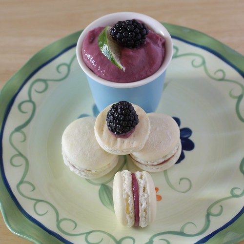 macarons and blackberry-lime curd