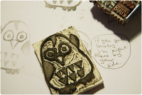 Carved owl stamp