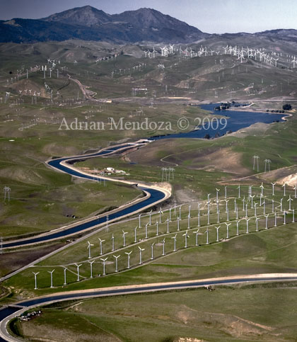 "Aerial Photo" "Bethany Reservoir" "California Aqueduct" "Delta Mendota Canal" windmills "Diablo Foothills" water drought California