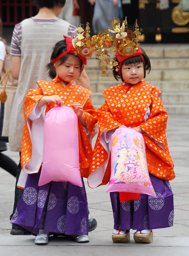 adorable girls at local temple, tokyo