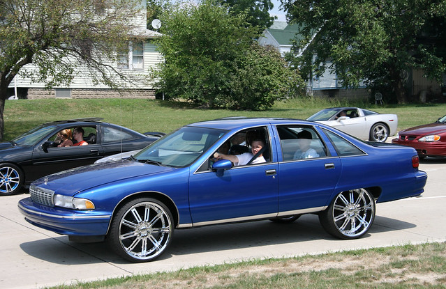 Cruisin in a Blue Chevrolet Caprice