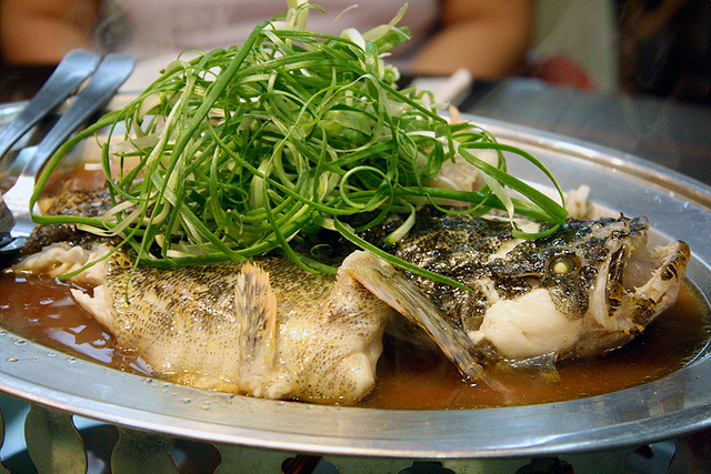 Incredibly fresh steamed Soon Hock or Marble Goby