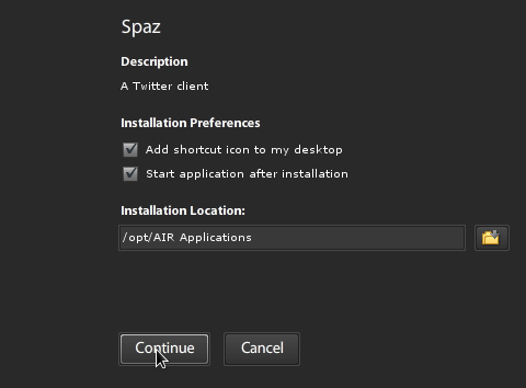 Installing Spaz.AIR