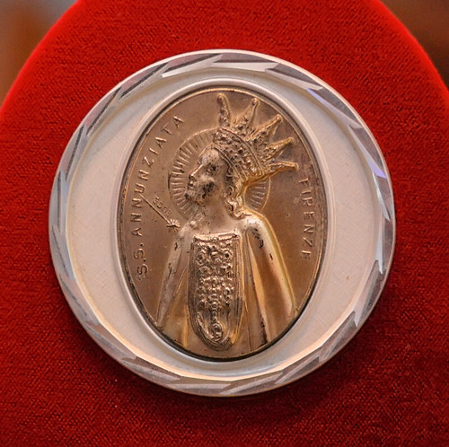 Silver mounted medal, "Fiducia mia : My Confidence", made in Italy, from the collection of the Marianum, photographed at the Cathedral of Saint Peter, in Belleville, Illinois, USA
