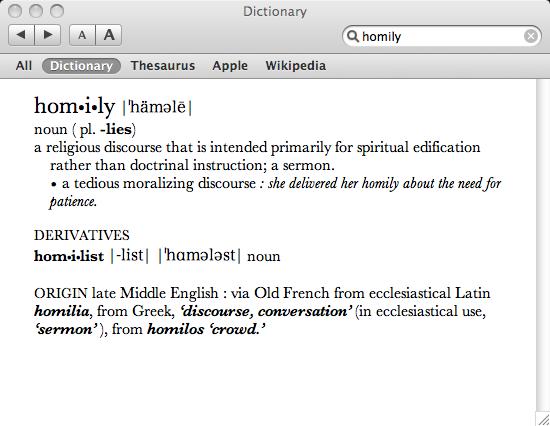 new oxford american dictionary definition of homily