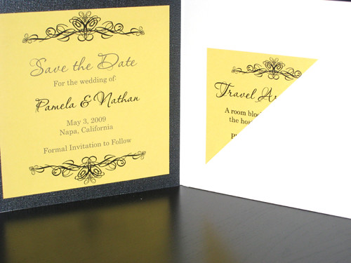 Yellow And White Wedding Invitations. Ornamental Black, Yellow And