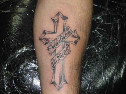 cross tattoo with ribbon Tattoo By Bear 217 by Tattoo By Bear 