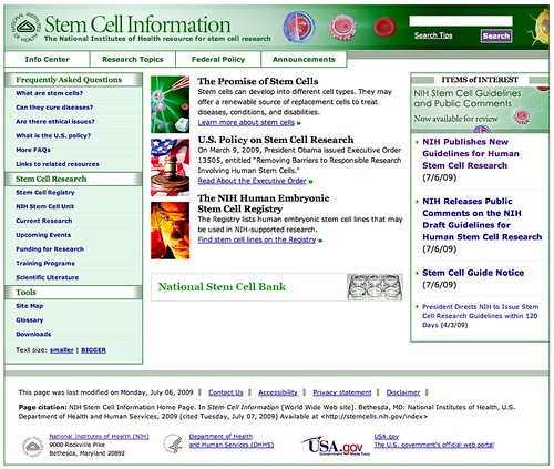 NIH Stem Cell Information Page