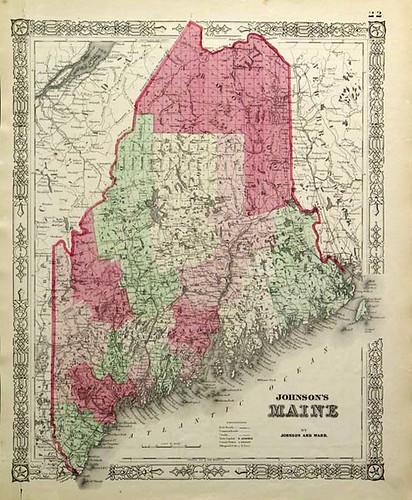 road maps of maine. Antique Map of Maine from