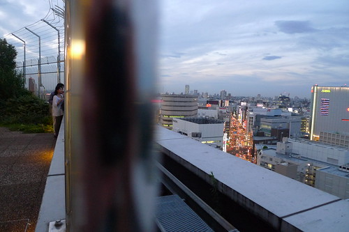 Amorous couple watching the Shinjuku scenery