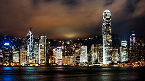 フリー画像|人工風景|建造物/建築物|街の風景|夜景|ビルディング|中国風景|香港|フリー素材|