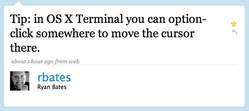 Twitter / Ryan Bates: Tip: in OS X Terminal you ...