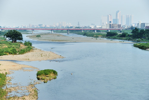 View of Tama River from Futako-tamagawa Station Platform