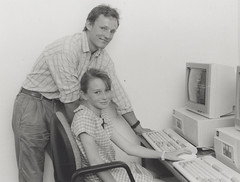 A school student receives help using a computer, the University of Newcastle, Australia by Cultural Collections, University of Newcastle