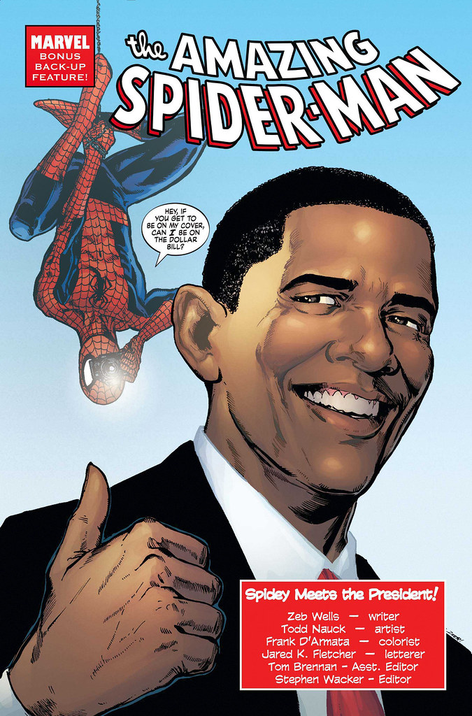 Portada comic Spiderman y Obama