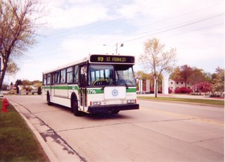 Milwakee County Transit District bus on a fantrip charter. Milwaukee Wisconsin. March 2001.